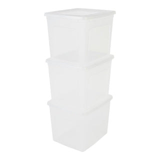 Poubelle de rangement Iris 30l lot de 3 avec couvercle
