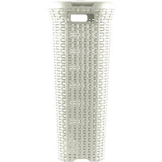 Boîte à linge style Curver avec couvercle style rotin 40 litres ivoire 45x26x62cm