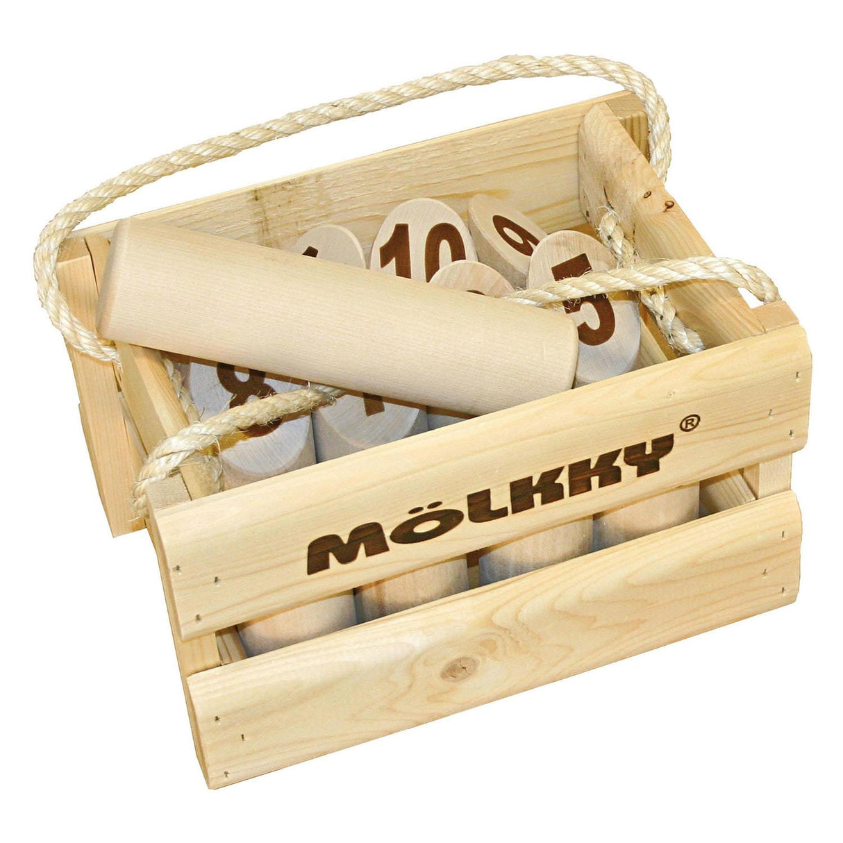 Tactic mölkky - jeu d'attraper et de lancer - jeu de lancer en bois finlandais original dans un étui de transport en bois de luxe - bois de bouleau durable - avec application de notation gratuite