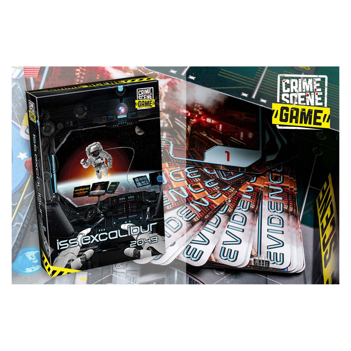 Tactic crime scene iss excalibur 2049 – jeu de société – jeu de crime – mystère futuriste dans l'espace – enquête et déduction approfondies – série de scènes de crime – studio game storm – 1 ou plusieurs joueurs – à partir de 18 ans