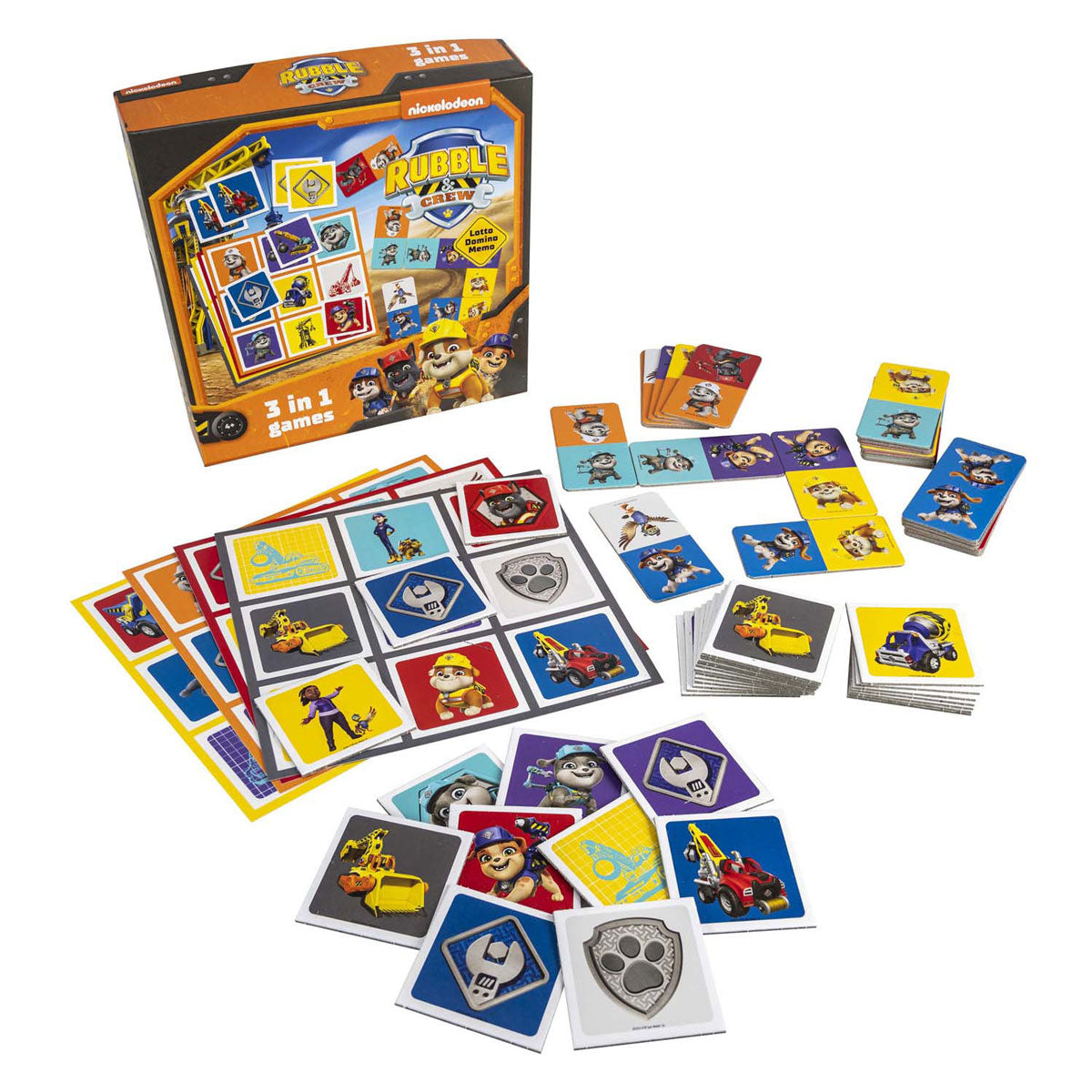 Selecta Paw Patrol Rubble Crew 3en1 mémo loto domino