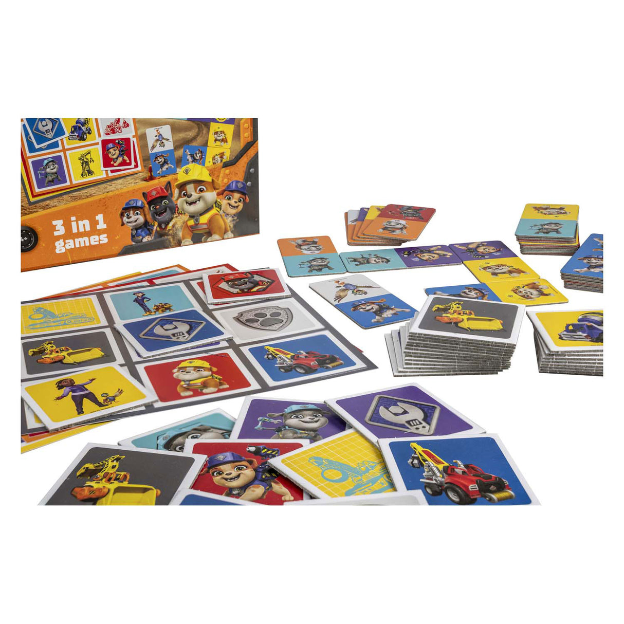 Selecta Paw Patrol Rubble Crew 3en1 mémo loto domino