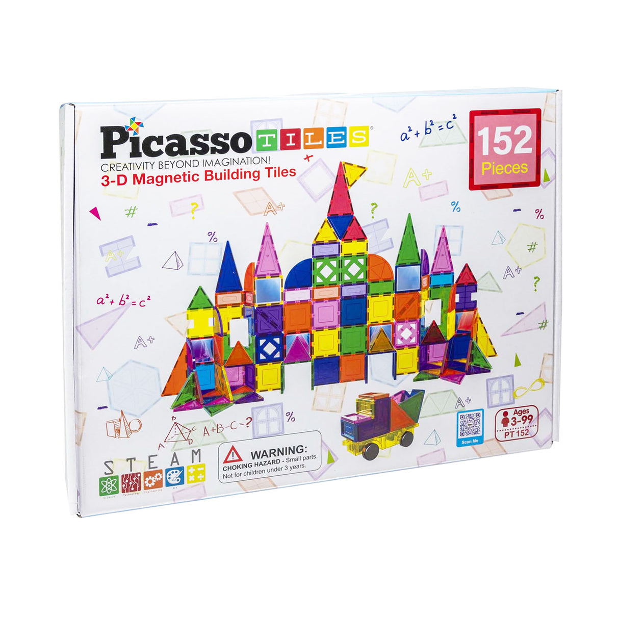 Tactique de tuiles Picasso - jouets de construction - tuiles magnétiques - tuiles magnétiques - ensemble blocs et miroirs - jouets à tige - jouets de construction créatifs - 152 pièces - à partir de 3 ans
