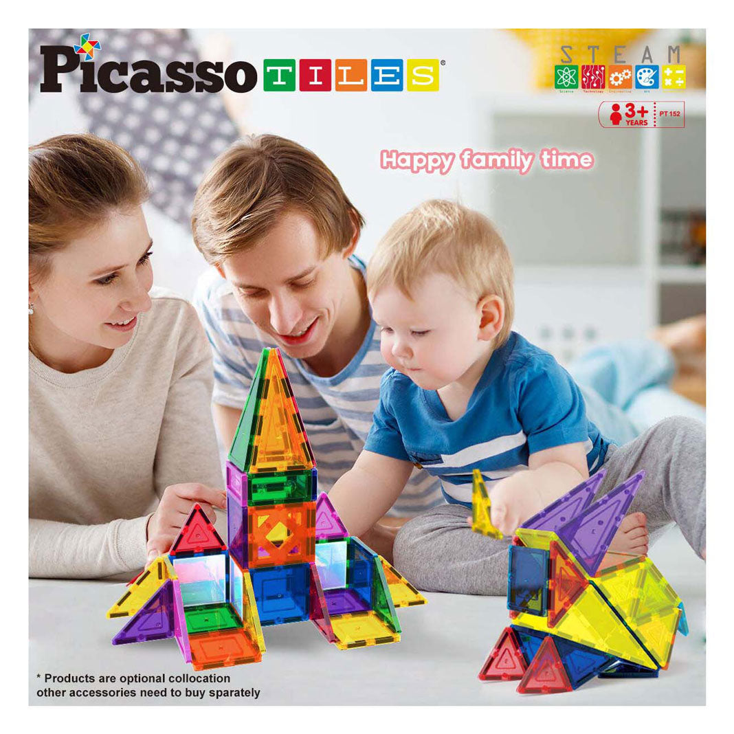 Tactique de tuiles Picasso - jouets de construction - tuiles magnétiques - tuiles magnétiques - ensemble blocs et miroirs - jouets à tige - jouets de construction créatifs - 152 pièces - à partir de 3 ans