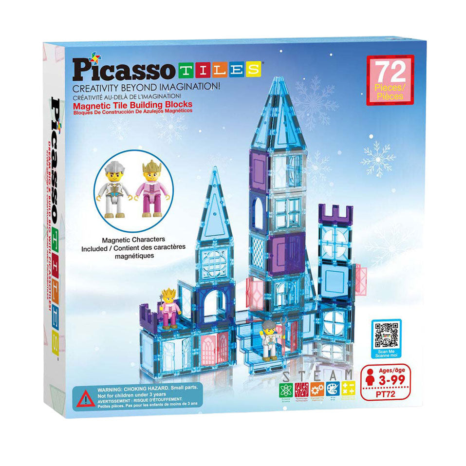 Tactique de tuiles Picasso - jouets de construction - tuiles magnétiques - tuiles magnétiques - thème hivernal - jouets à tige - jouets de construction créatifs - 72 pièces - à partir de 3 ans