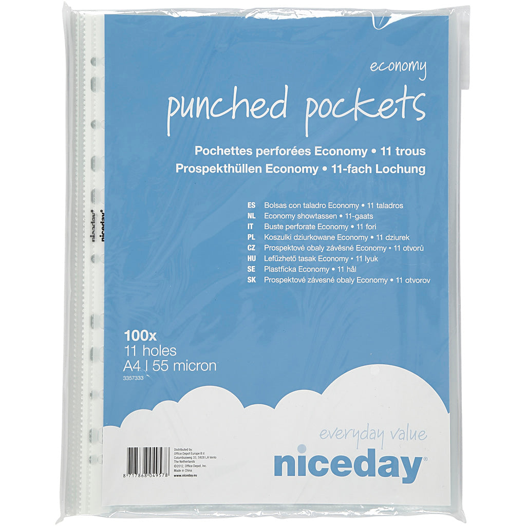 Pochettes en plastique, a4, feuille 210x297 mm, 100 pièces 1 boîte