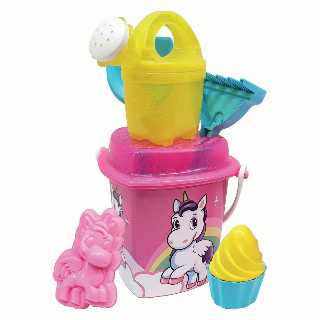 Androni ensemble de plage seau licorne, 8 pièces.
