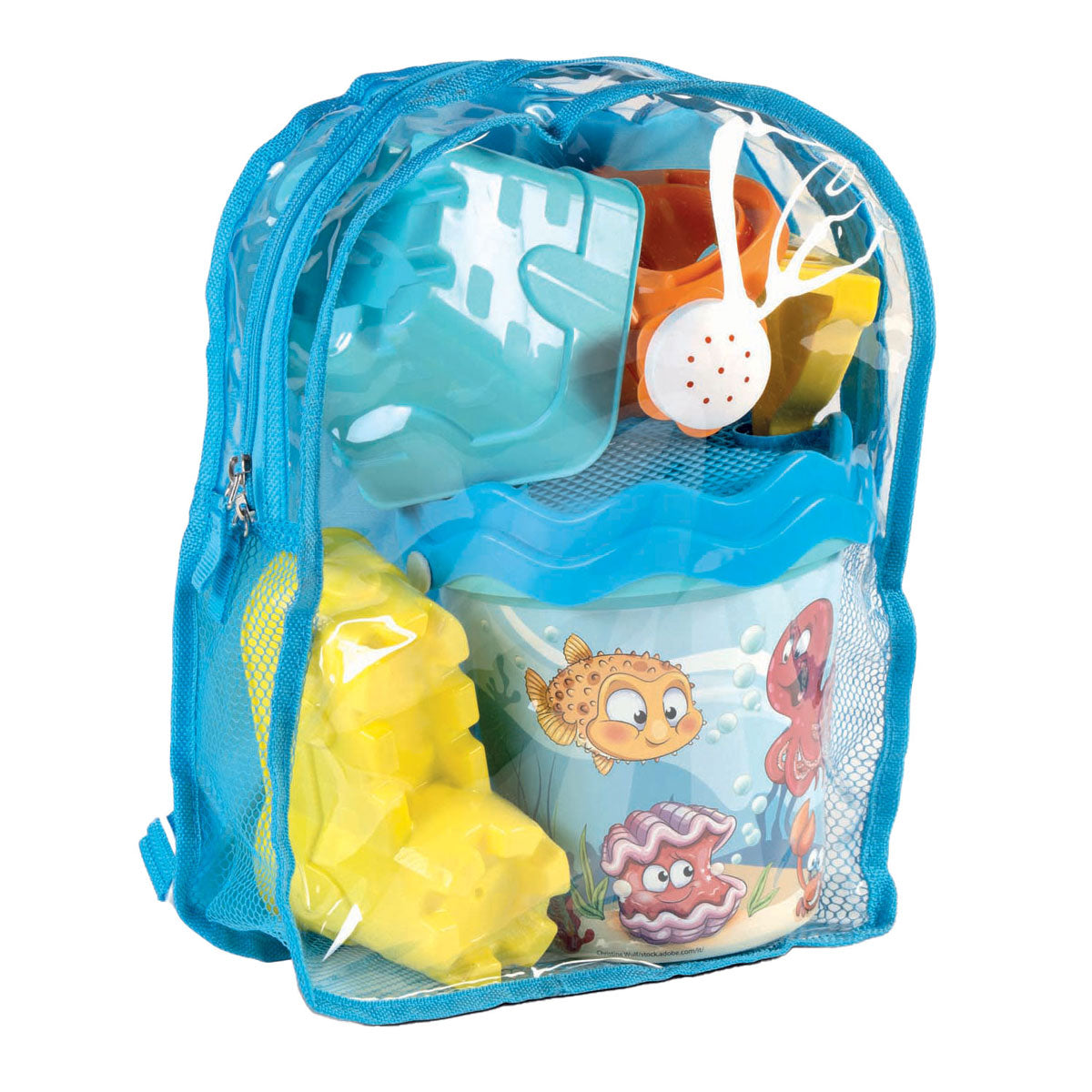 Sac à dos Androni avec ensemble de plage animaux marins, 7 pièces.