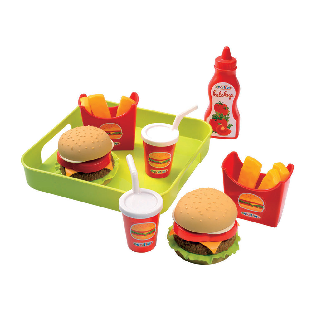 Set de jouets alimentaires Ecoffier plateau hamburger ecoiffier