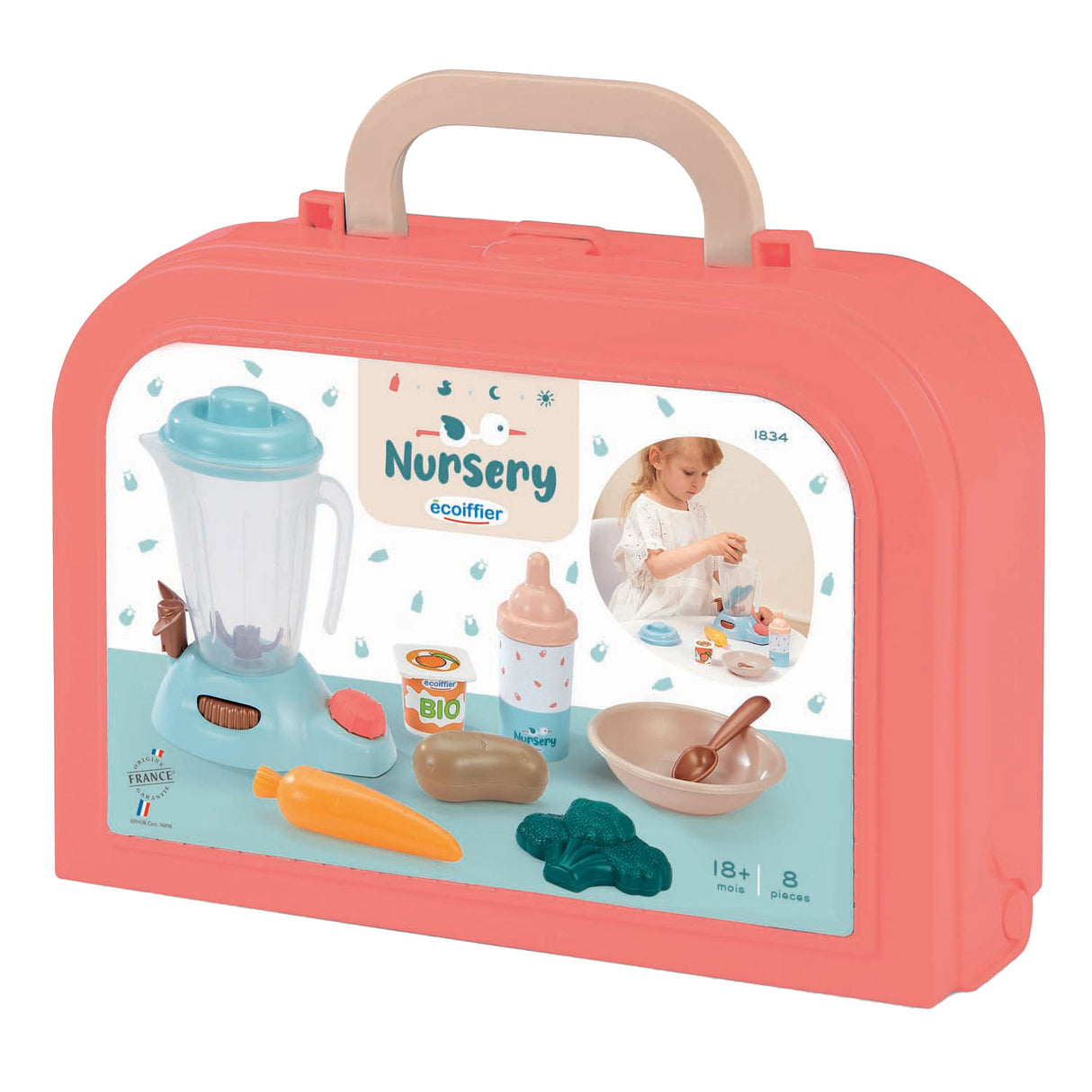 Soin Ecoiffier - set d'alimentation pour bébé en valise, 8 pcs.