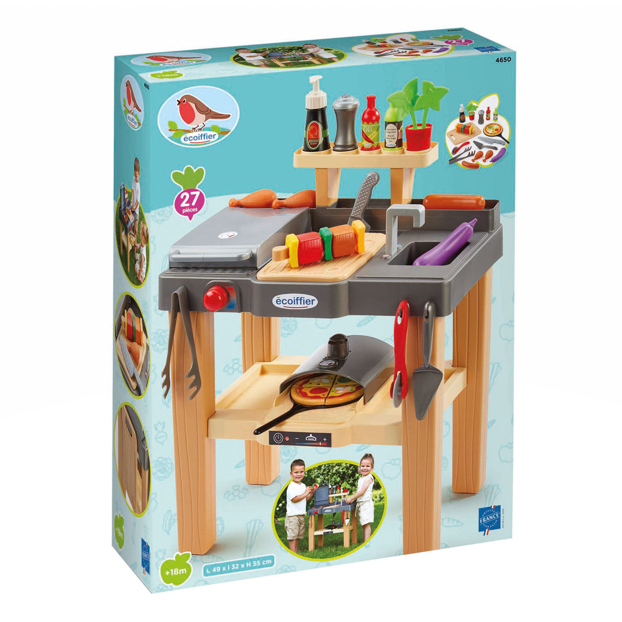 Cuisine d'été Ecoiffier avec barbecue et four à pizza, 27 pcs.