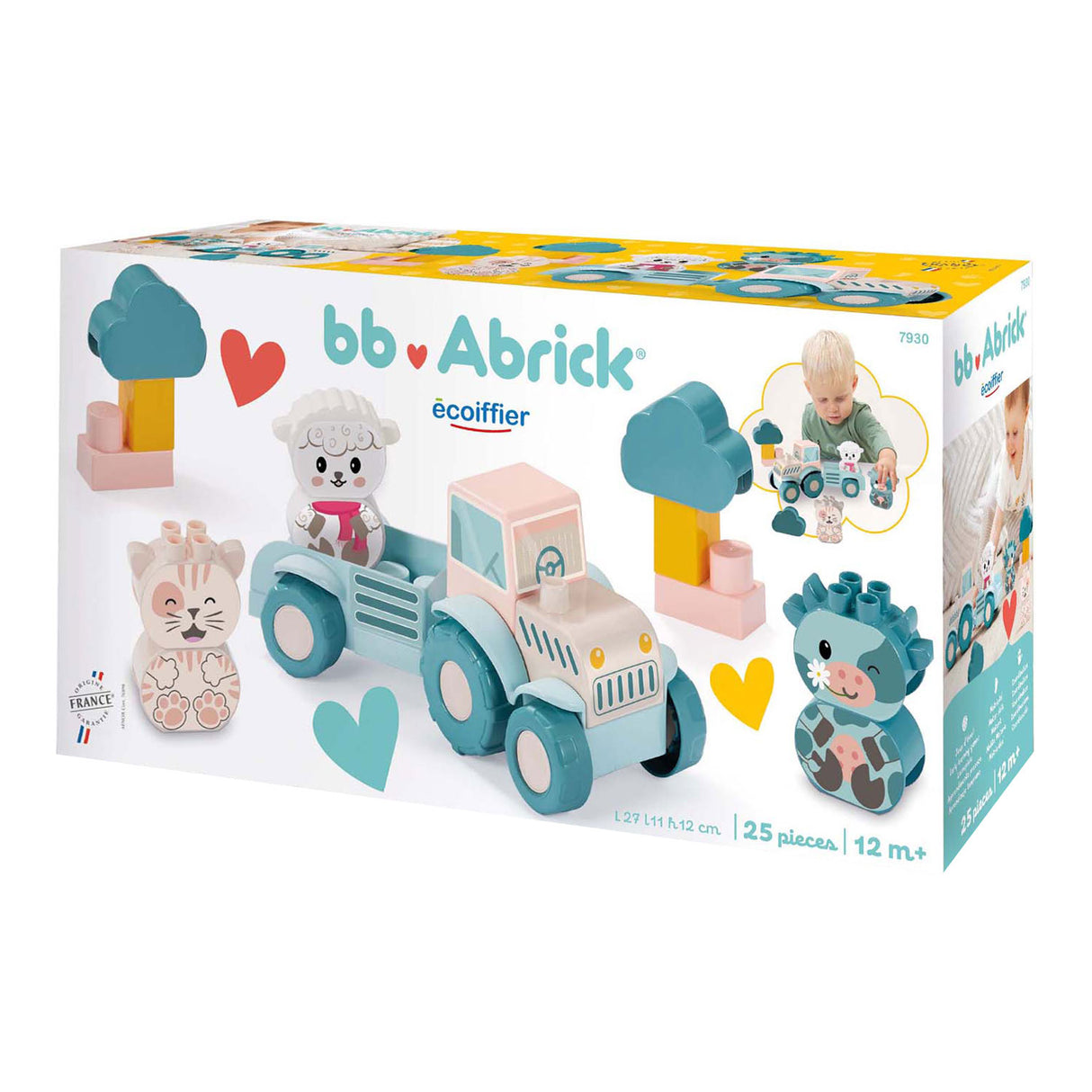Abrick ecoiffier bébé mon premier tracteur avec des animaux rigolos, 25 pcs.