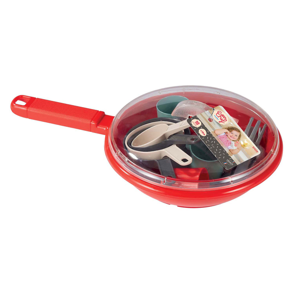 Vaisselle et couverts de chef Ecoiffier 100% en poêle, 19 pièces.