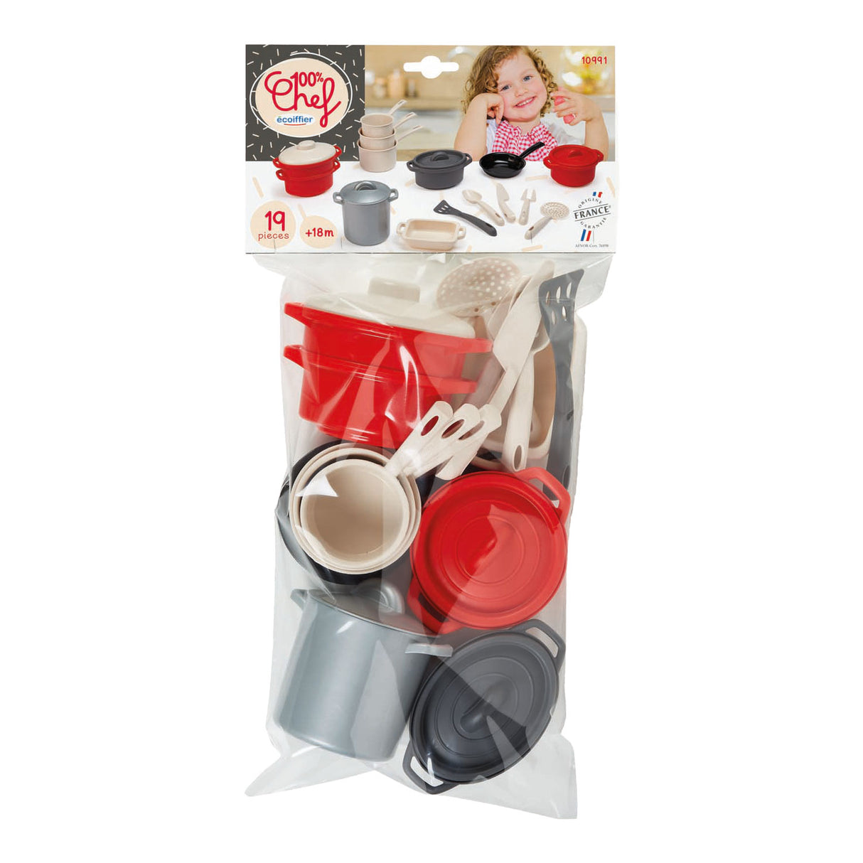 Poêles et batterie de cuisine Ecoiffier 100% chef, 19dg,