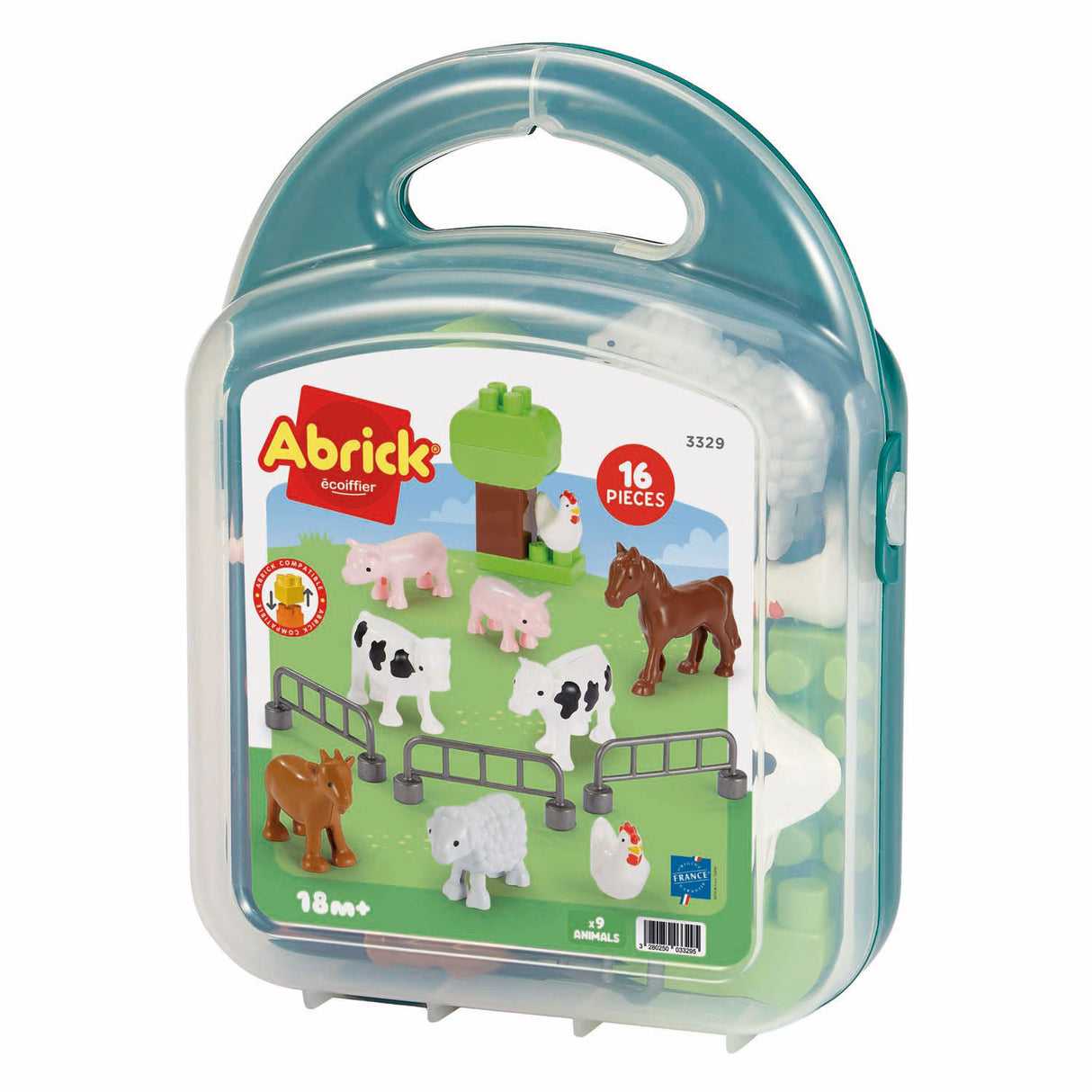 Valise Abrick avec animaux de la ferme - 16 pcs.