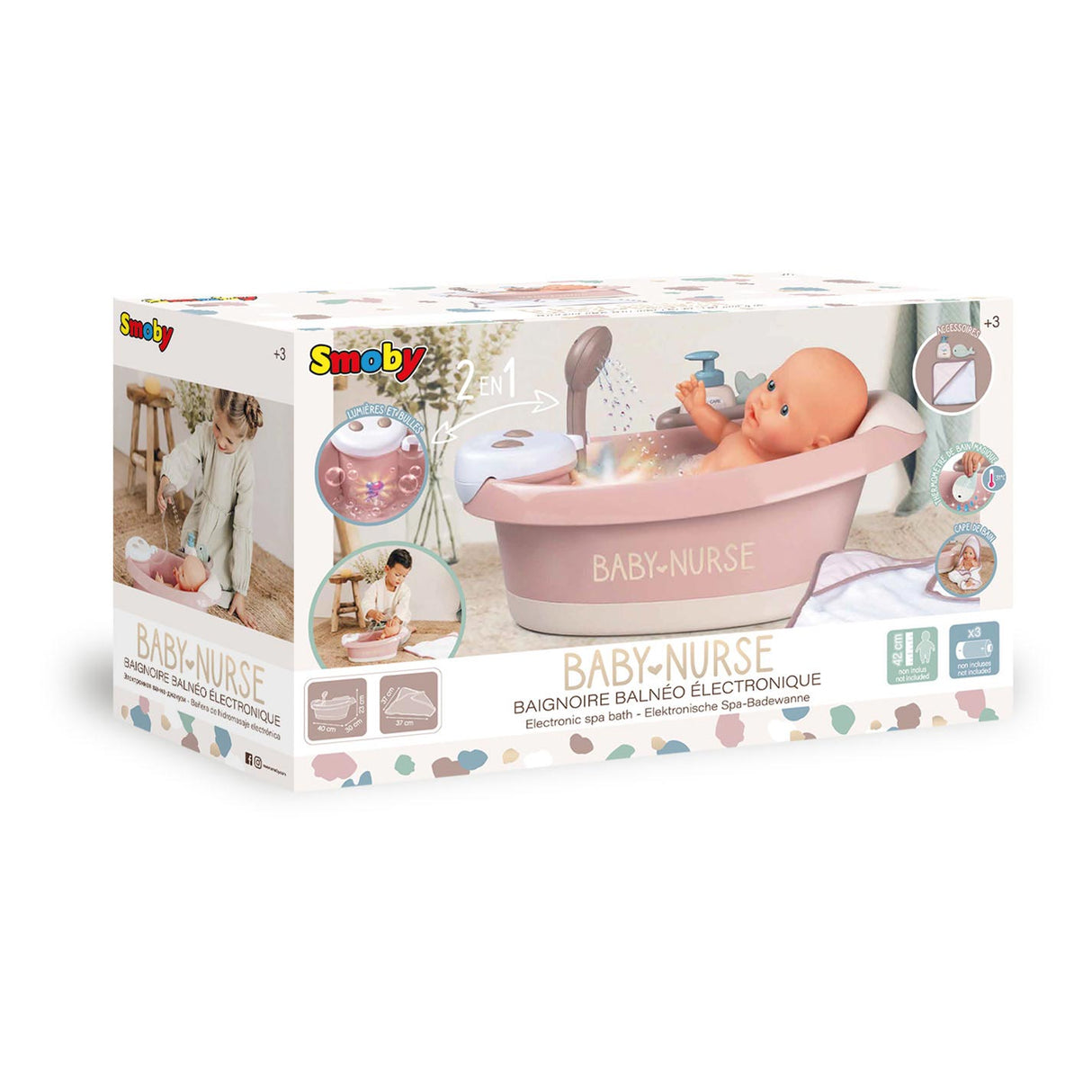 Smoby - Baby Nurse Bath avec fonctions et accessoires 3DLG.
