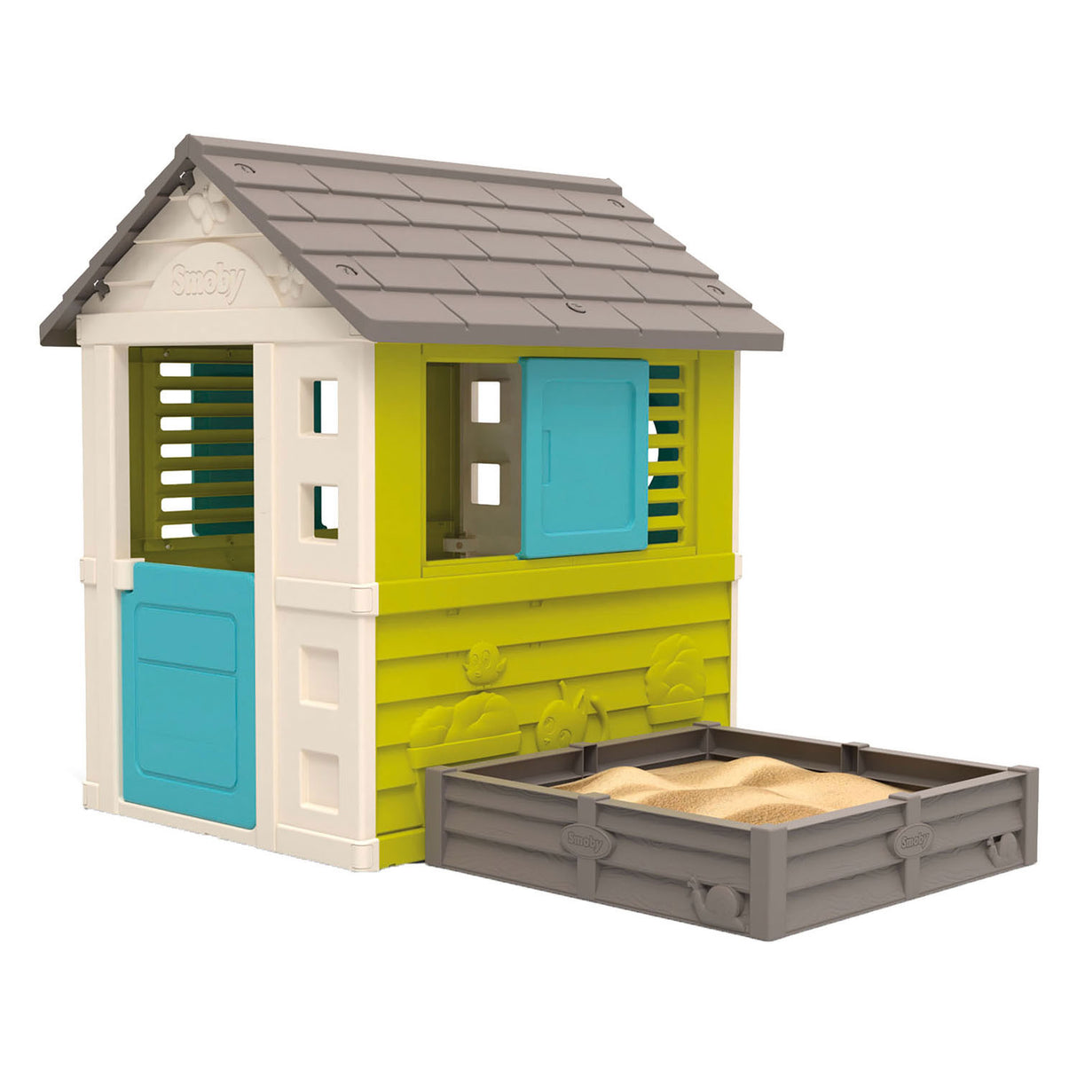 Cabane carrée Smoby avec bac à sable