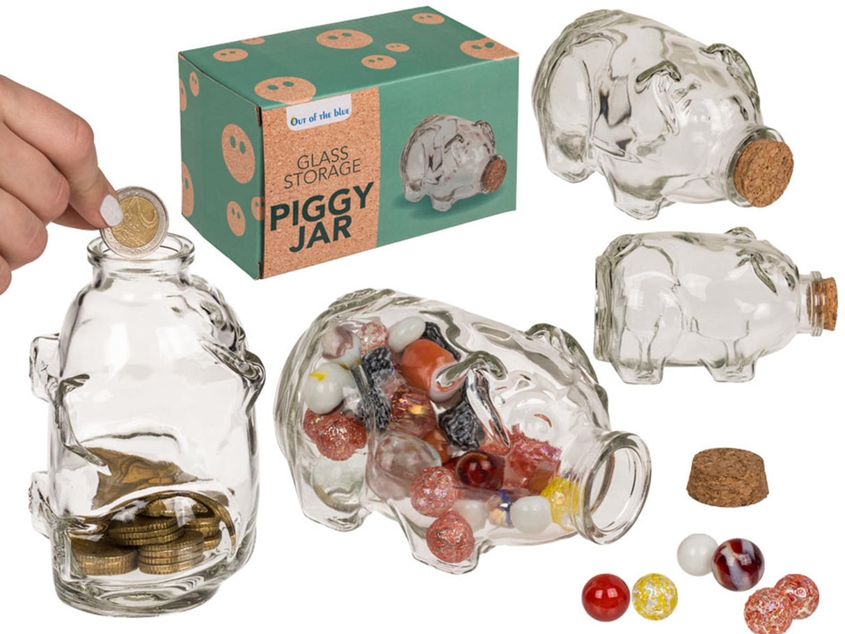 Pot de conservation en verre avec bouchon en verre Out of the blue pig 14x8cm
