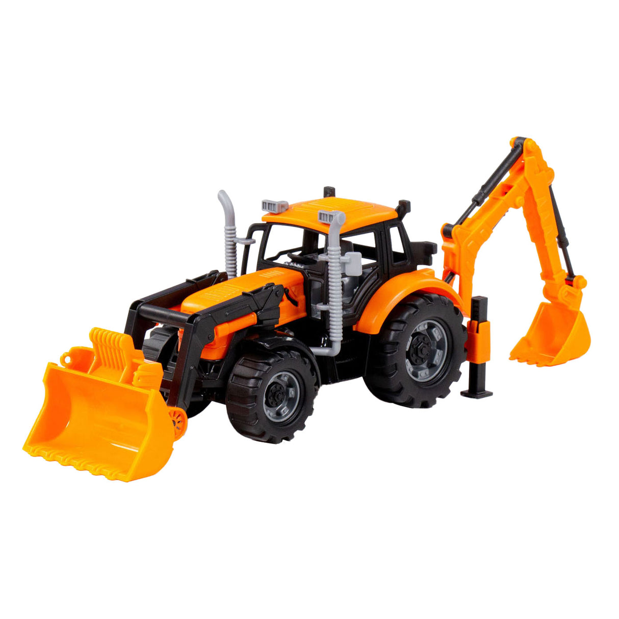 Tracteur Cavallino avec chargeur et excavateur jaune, échelle 1:32