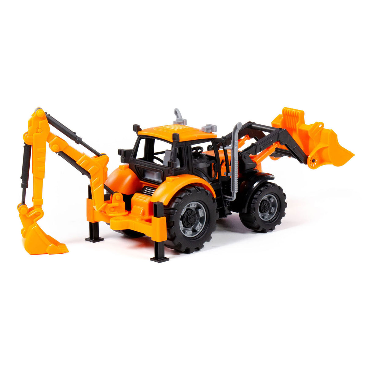 Tracteur Cavallino avec chargeur et excavateur jaune, échelle 1:32