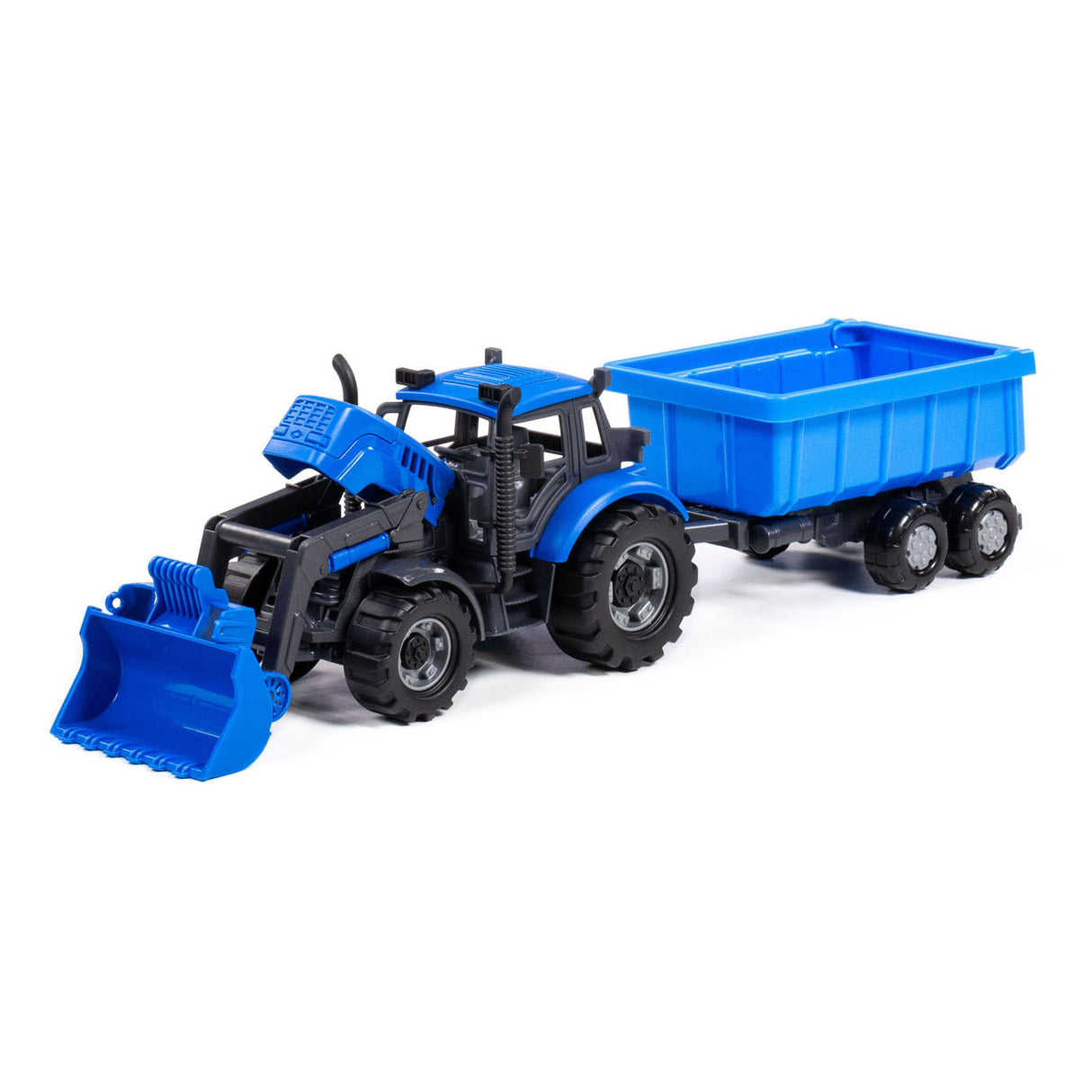 Tracteur Cavallino avec chargeur et supporter de basculement bleu, échelle 1:32