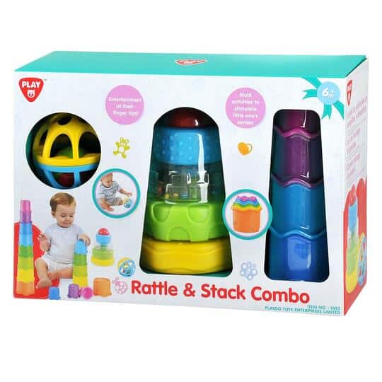 Playgo hochet et pile combo hochet boule empilable tour et pile de tasses