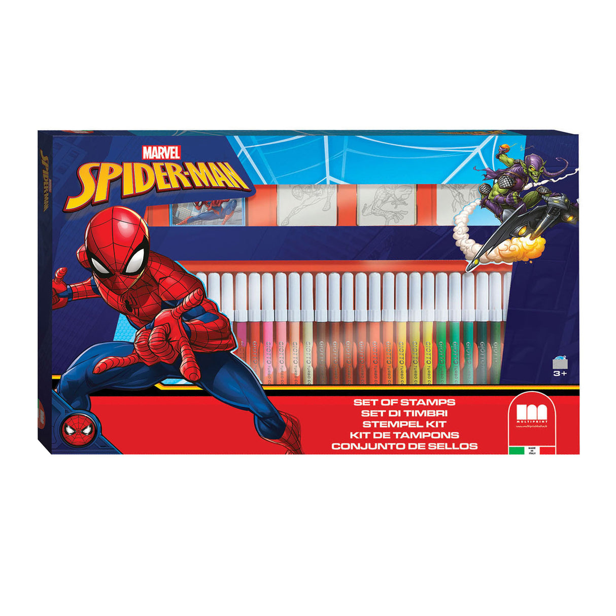 Ensemble de couleurs Spiderman multiprint avec timbres, 41dlg.