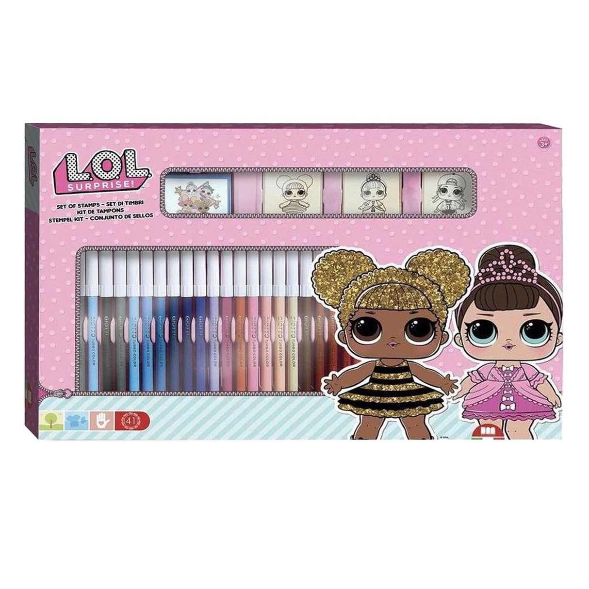 Multiprint L.O.L. Ensemble de couleurs surprise avec timbres, 41dlg.