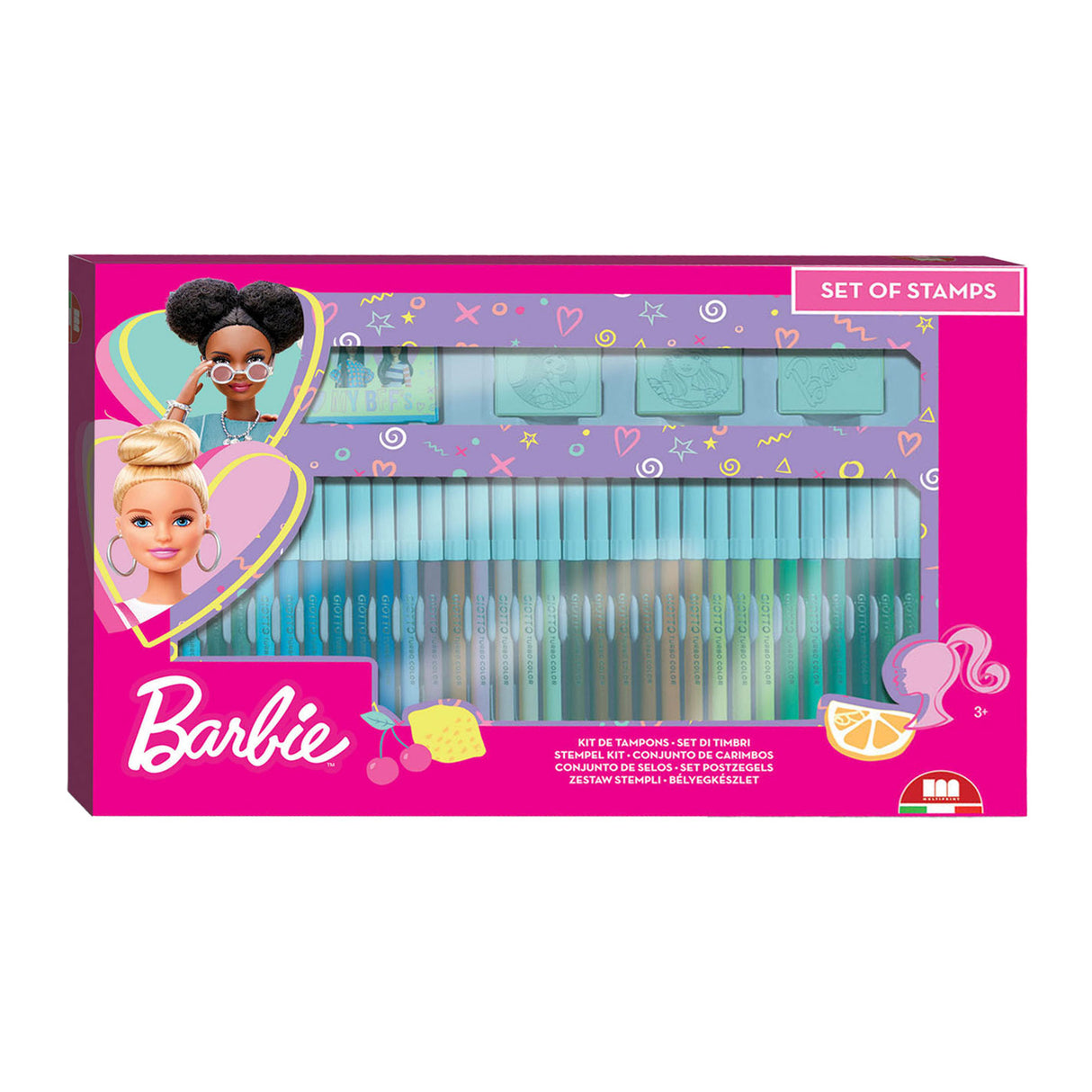 Ensemble de couleurs Barbie multiprint avec timbres, 41dlg.