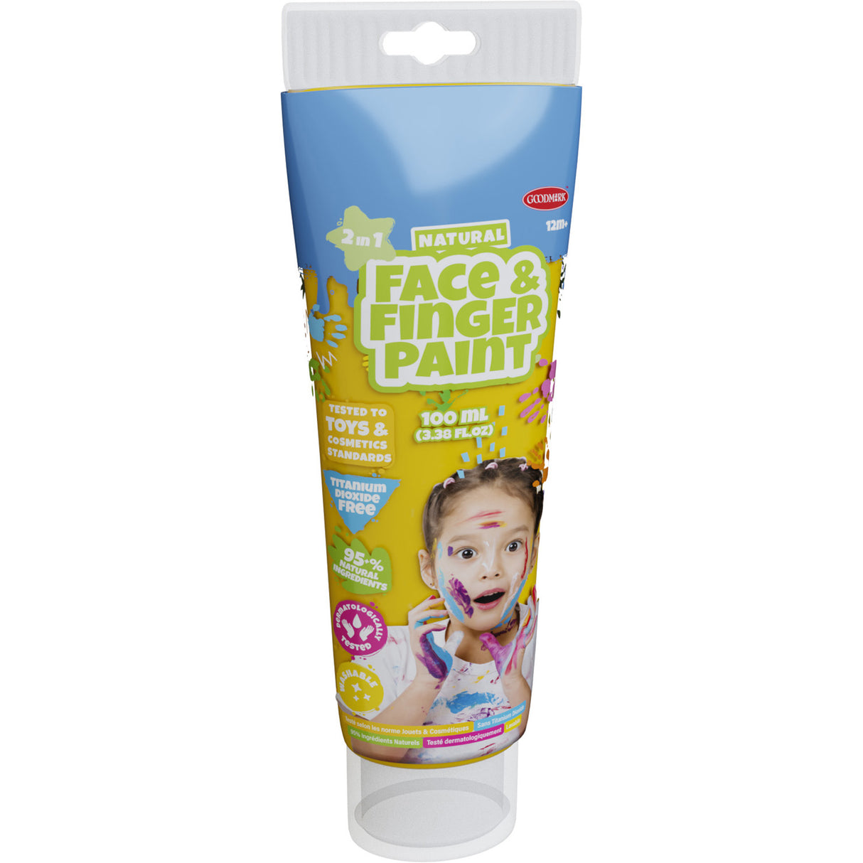 Tube de peinture au doigt naturel pour le visage Boti - jaune, 100ml