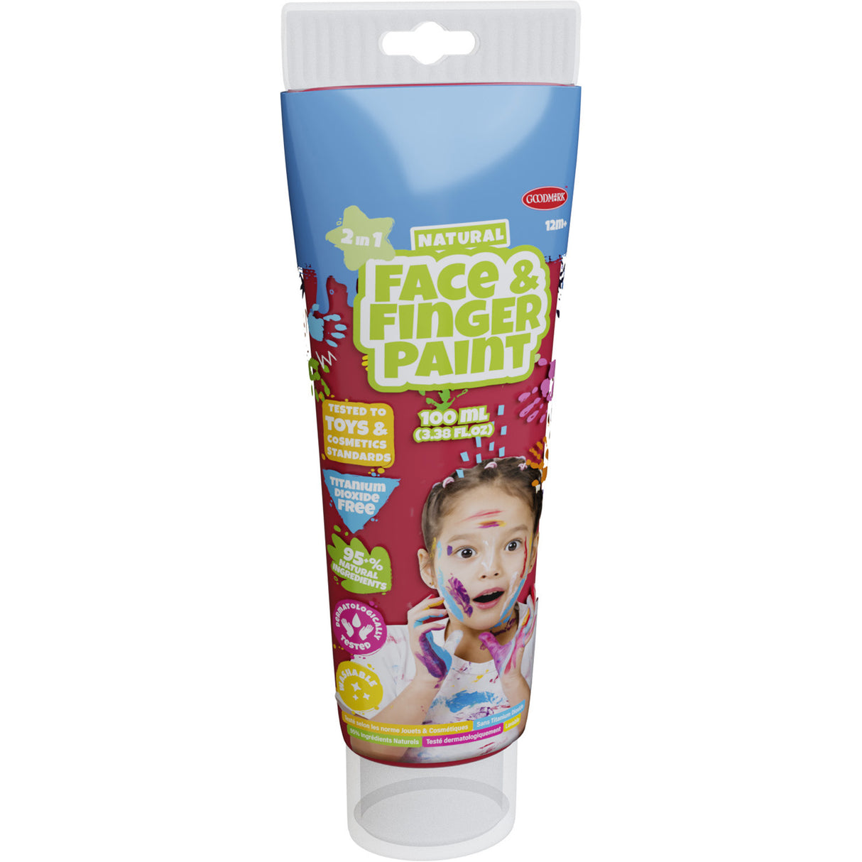 Tube de peinture au doigt naturel pour le visage Boti - rouge, 100ml