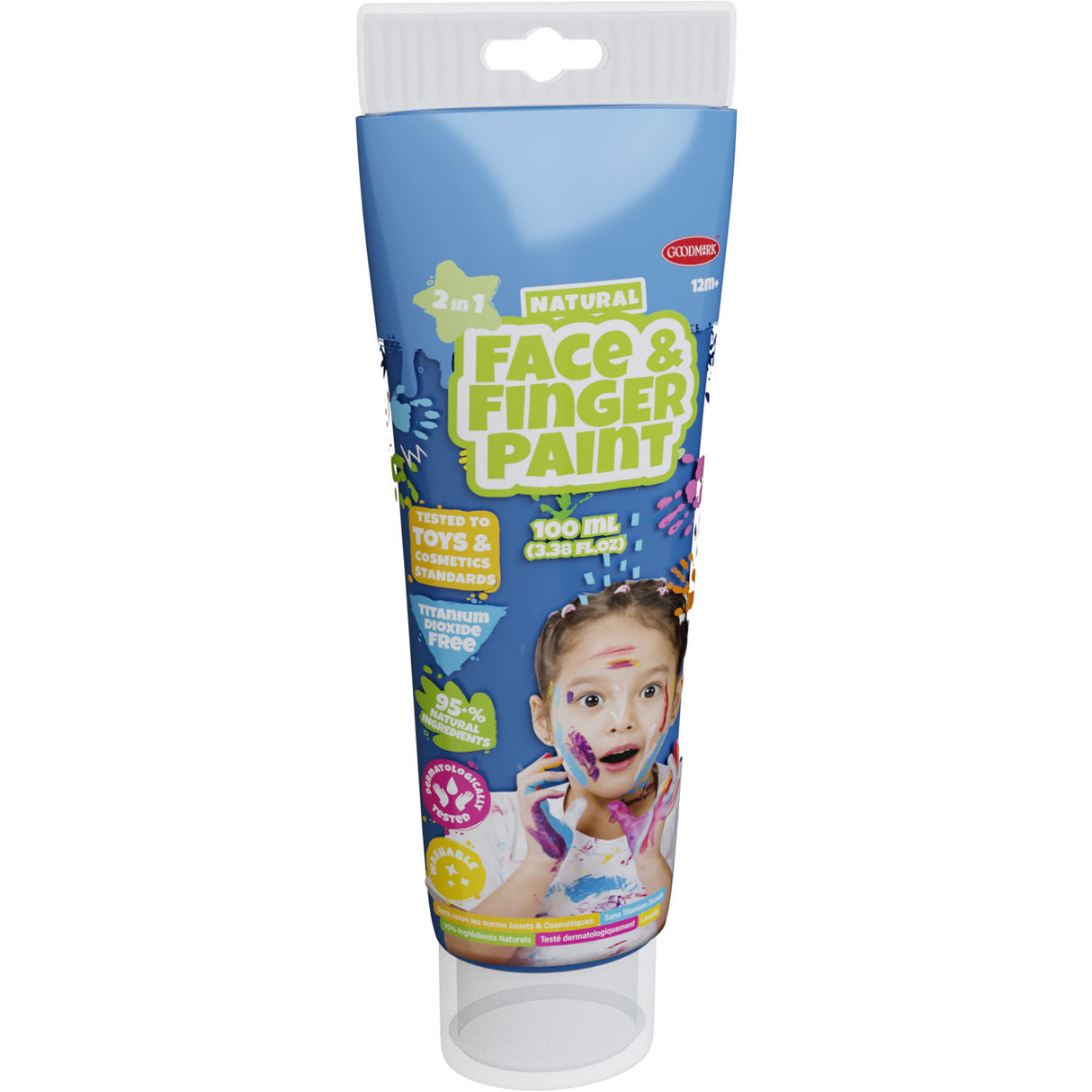 Tube de peinture au doigt naturel pour le visage Boti - bleu, 100ml