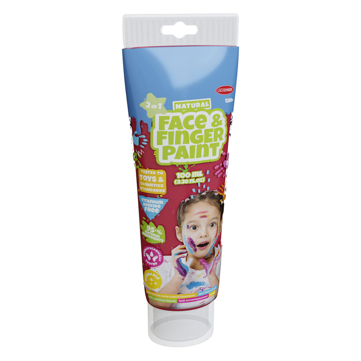 Tube de peinture au doigt naturel pour le visage Boti - rouge, 100ml