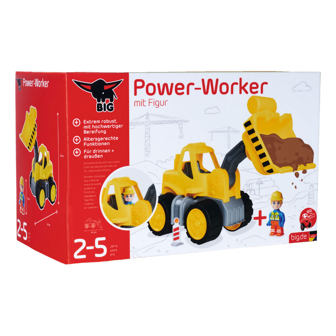 Chargeuse sur pneus Big Power Worker + figurine - bac à sable - véhicule jouet