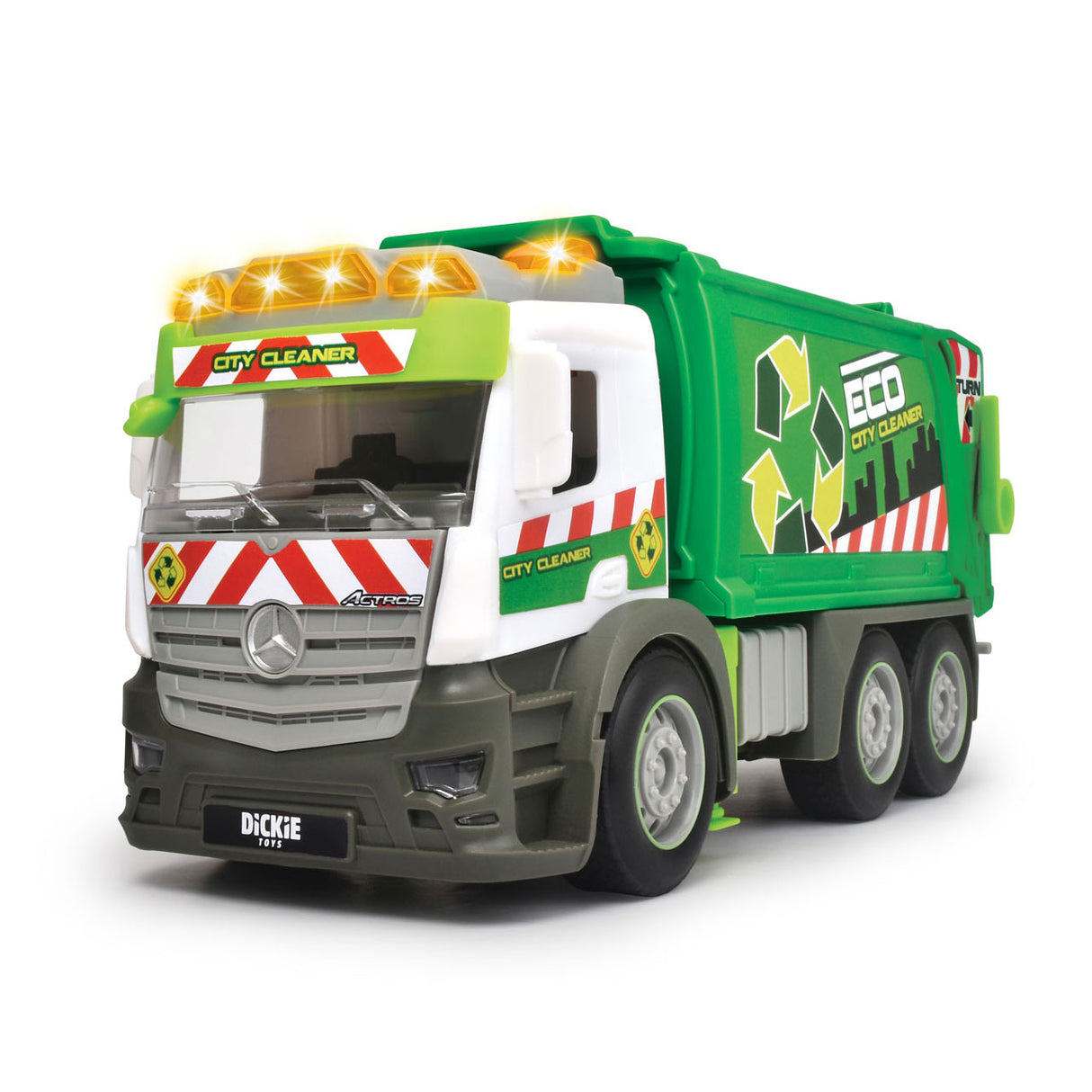 Dickie Toys Action Truck - camion poubelle - 26 cm - lumière et son - véhicule jouet