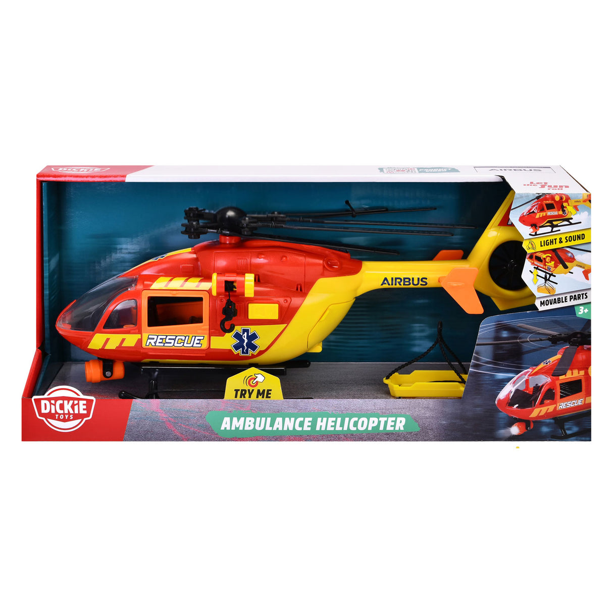 Dickie Toys - Hélicoptère ambulance - Hélicoptère hôpital - Lumière et son - Hélice rotative - à partir de 3 ans