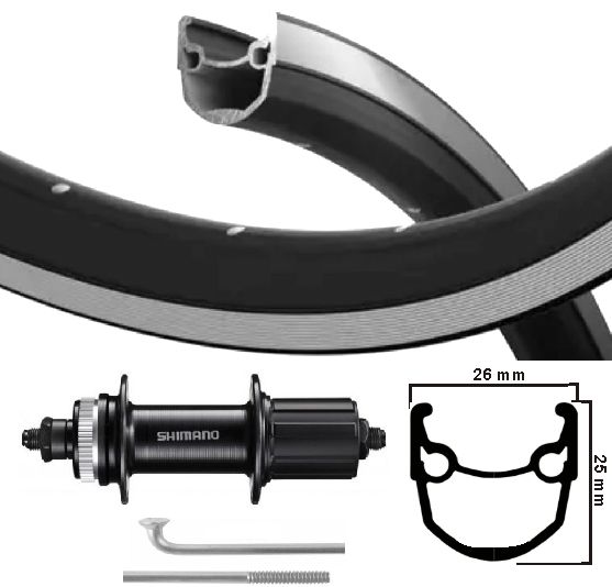Roue arrière Kgs 28 pouces (622) stratos noir argent centerlock 8-10s