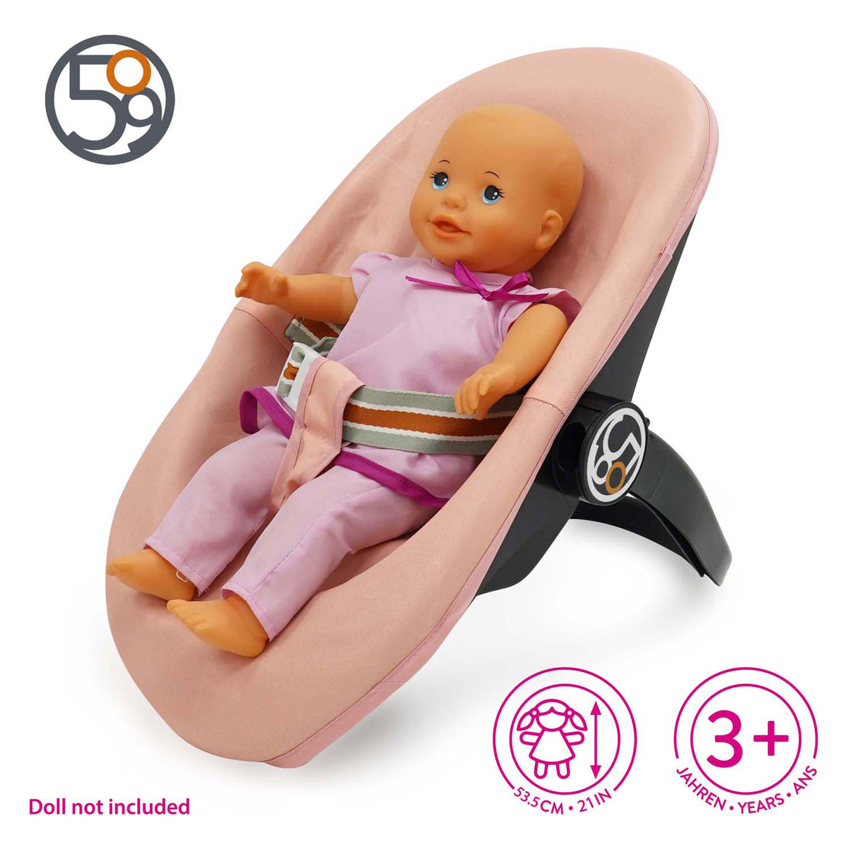Siège auto pour poupée 3 en 1 - rose