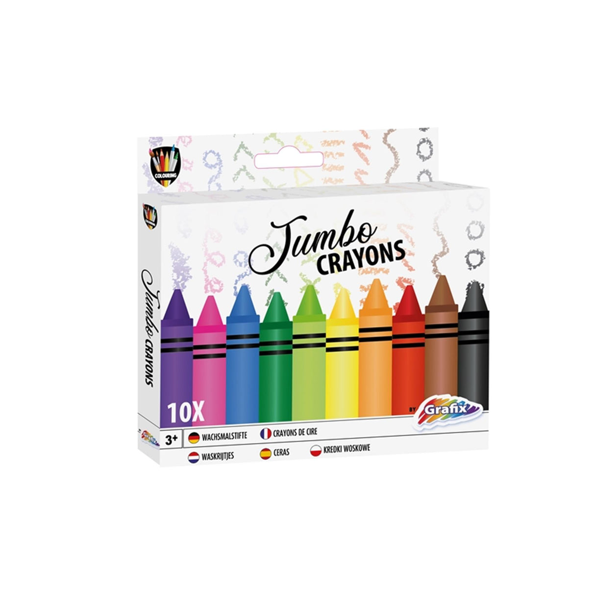 Grafix crayons de couleur géants artiste, 10 pcs.