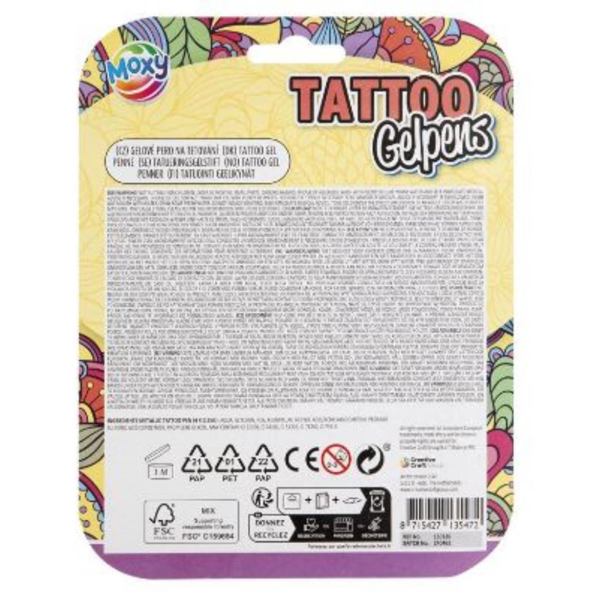 Stylos gel de tatouage Creative Craft Group métalliques avec pochoir, 4 pcs.