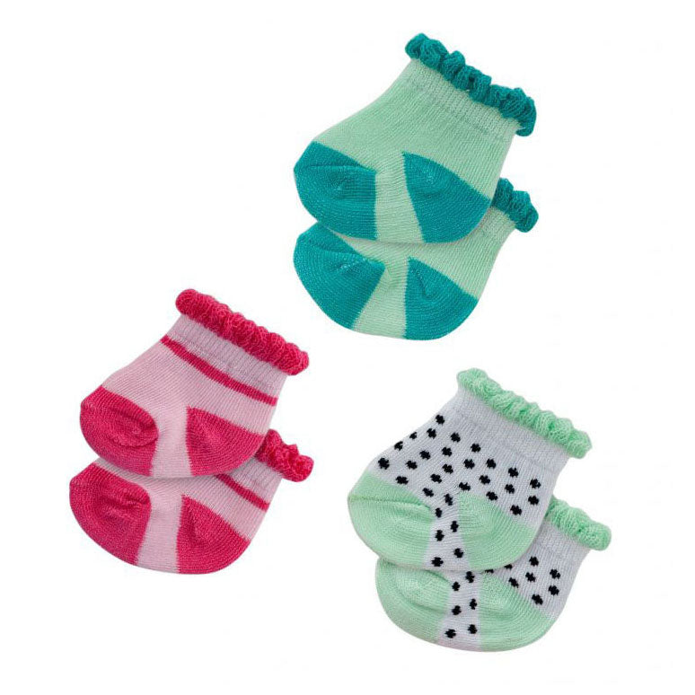 HELSS DOLL SOCKS DOTS, MINT ET ROSE - 3 paires, 35-45 cm