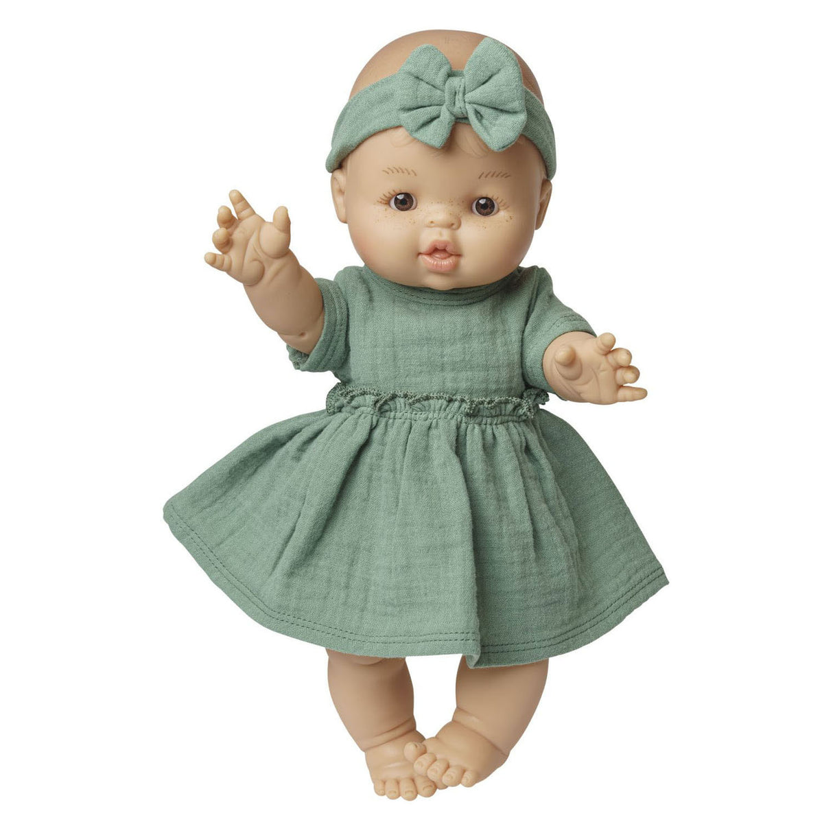 Robe de poupée Heless verte à volants, 28-35 cm