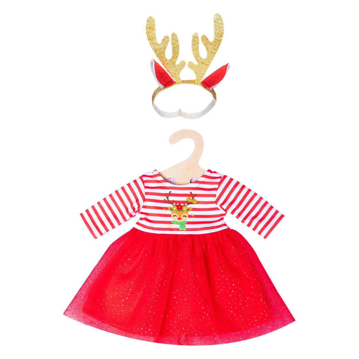 Robe de Noël Heless avec bandeau de renne, taille 35-45 cm
