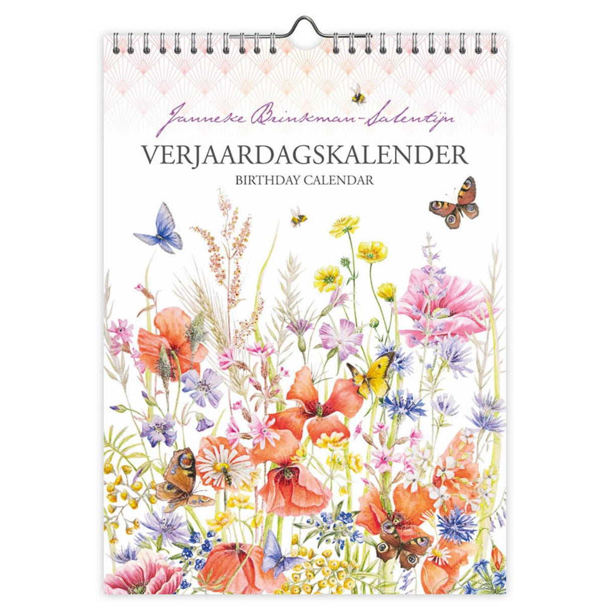 Calendrier d'anniversaire Comello Janneke Brinkman coquelicot avec papillon 18x25cm
