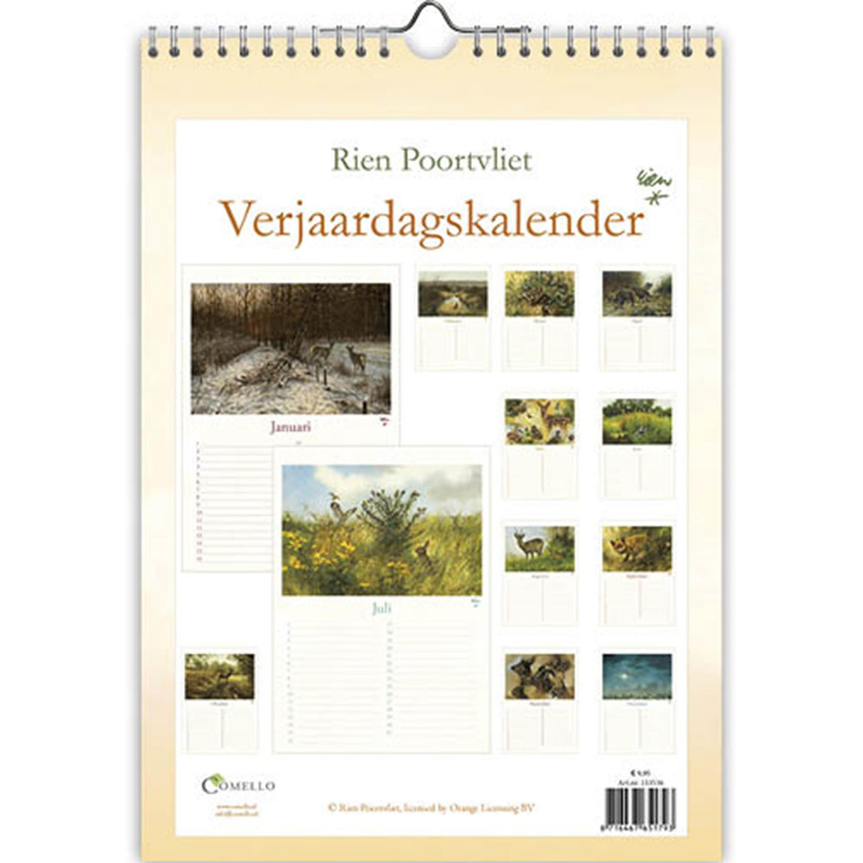 Calendrier d'anniversaire Comello Rien Poortvliet A4
