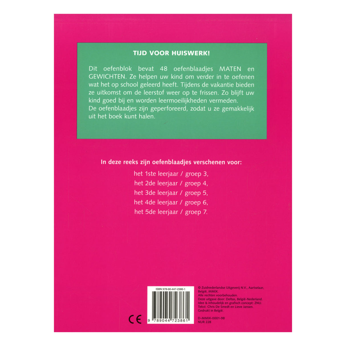 Tailles et poids des feuilles d'exercices Deltas (10-11 ans)