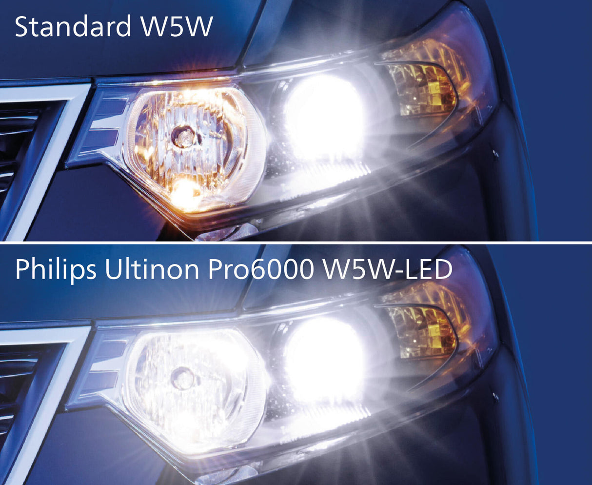 Lampe frontale Philips Ultinon Pro6000 W5W LED. lampe 12 v w5w led