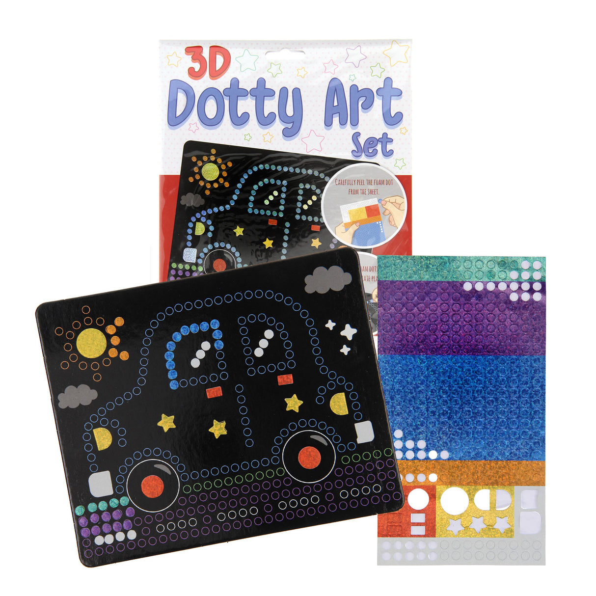 Ensemble d'art à pois 3D