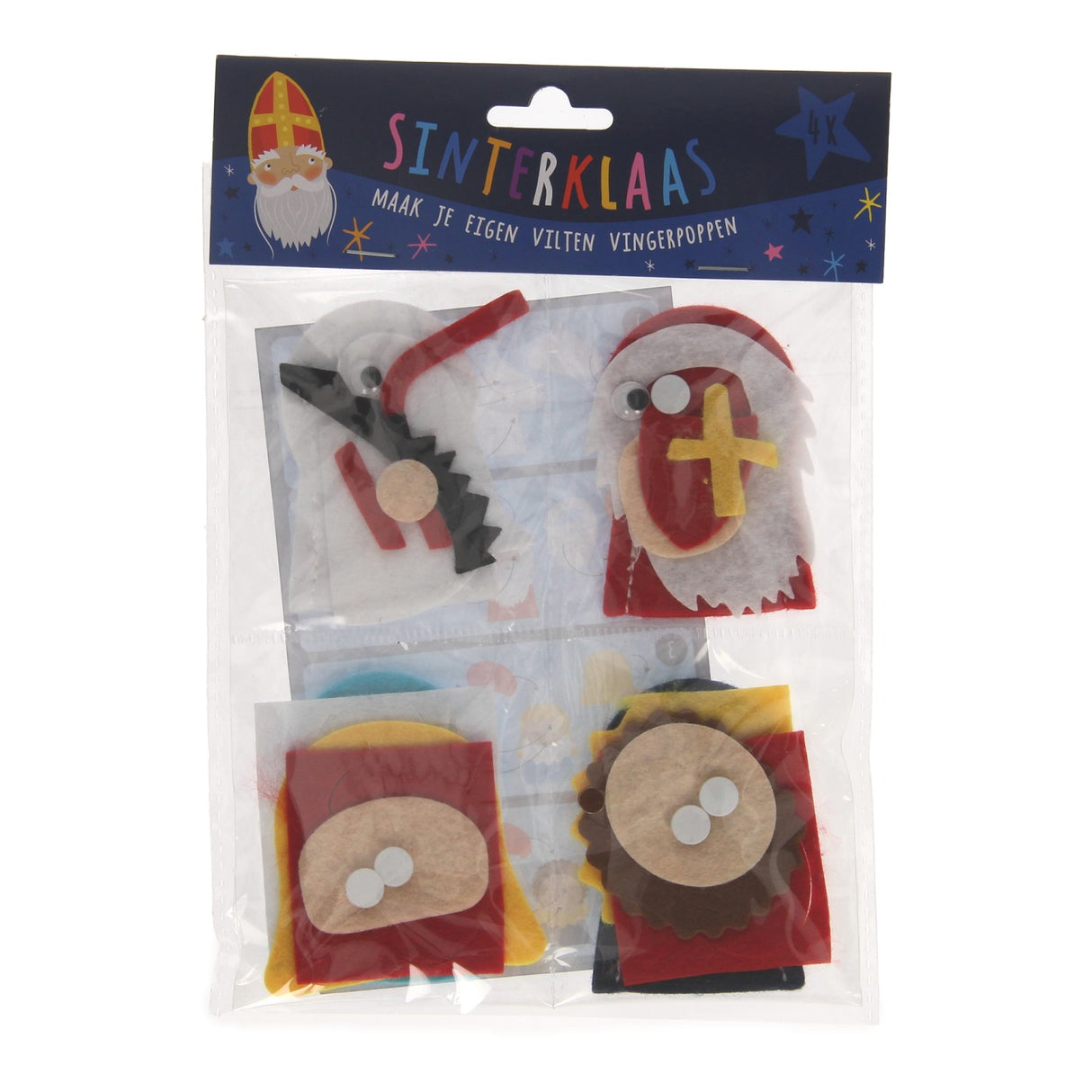 Fabriquez vos propres marionnettes à doigts en feutre Sinterklaas, 4 pcs.