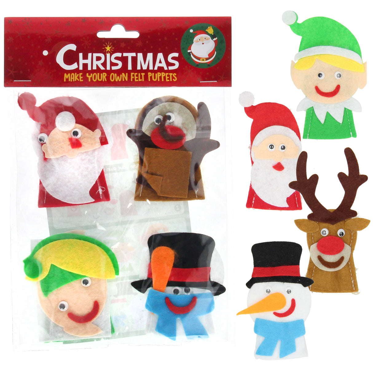 Fabriquez vos propres marionnettes à doigts en feutre de Noël, 4 pcs.